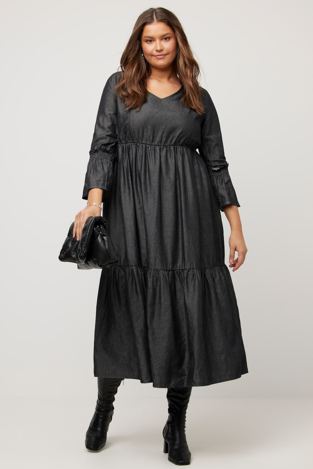 grandes tailles robe en jean, femmes, noir, taille: 52/54, coton/fibres synthétiques, ulla popken