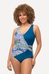 Wrap Look Pattern Block Water Marble One Piece Swimsuit