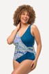 Wrap Look Pattern Block Water Marble One Piece Swimsuit