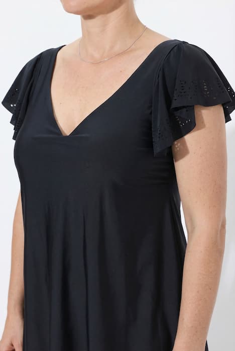 Badekleid, Flügelärmel, Softschalen, Lasercut-Muster, Bügel