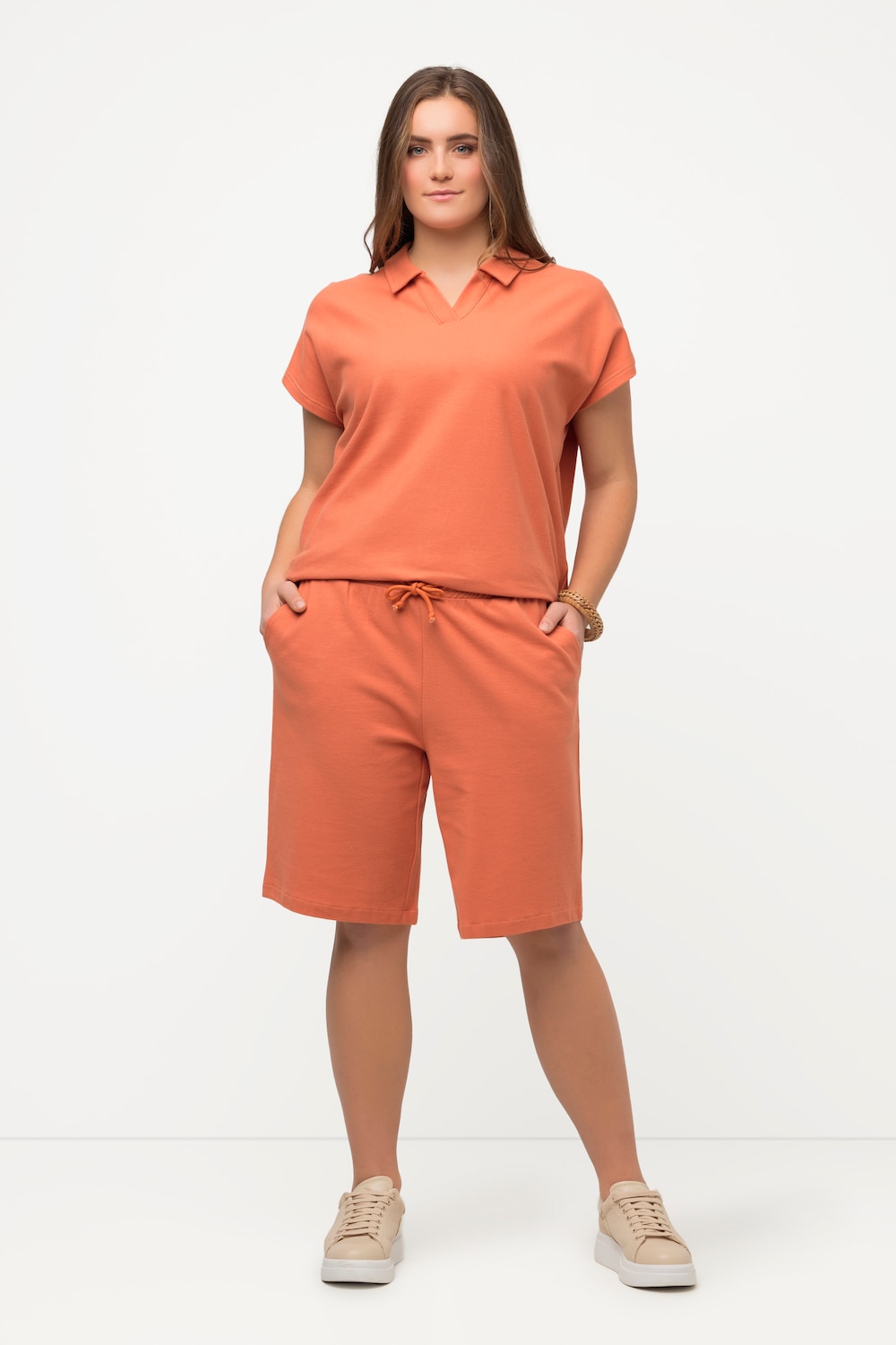 Grote Maten piqué shorts, Dames, rood, Maat: 54/56, Katoen, Ulla Popken