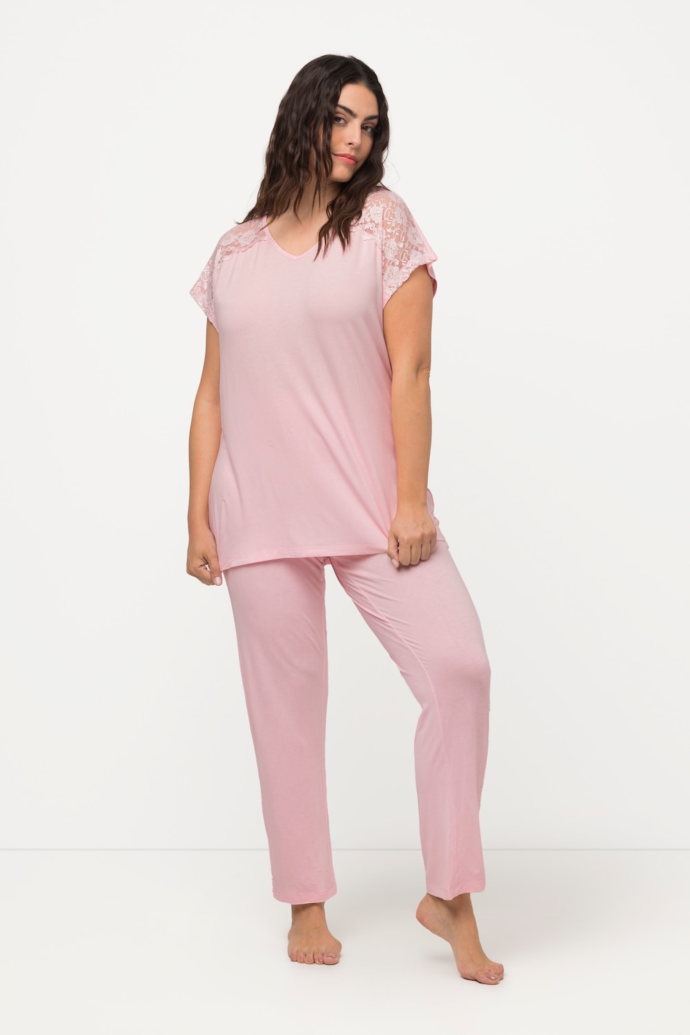 Große Größen Pyjama, Damen, rosa, Größe: 54/56, Viskose, Ulla Popken