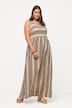 Vestido midi, rayas, forma en A, sin mangas, algodón orgánico