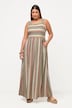 Vestido midi, rayas, forma en A, sin mangas, algodón orgánico