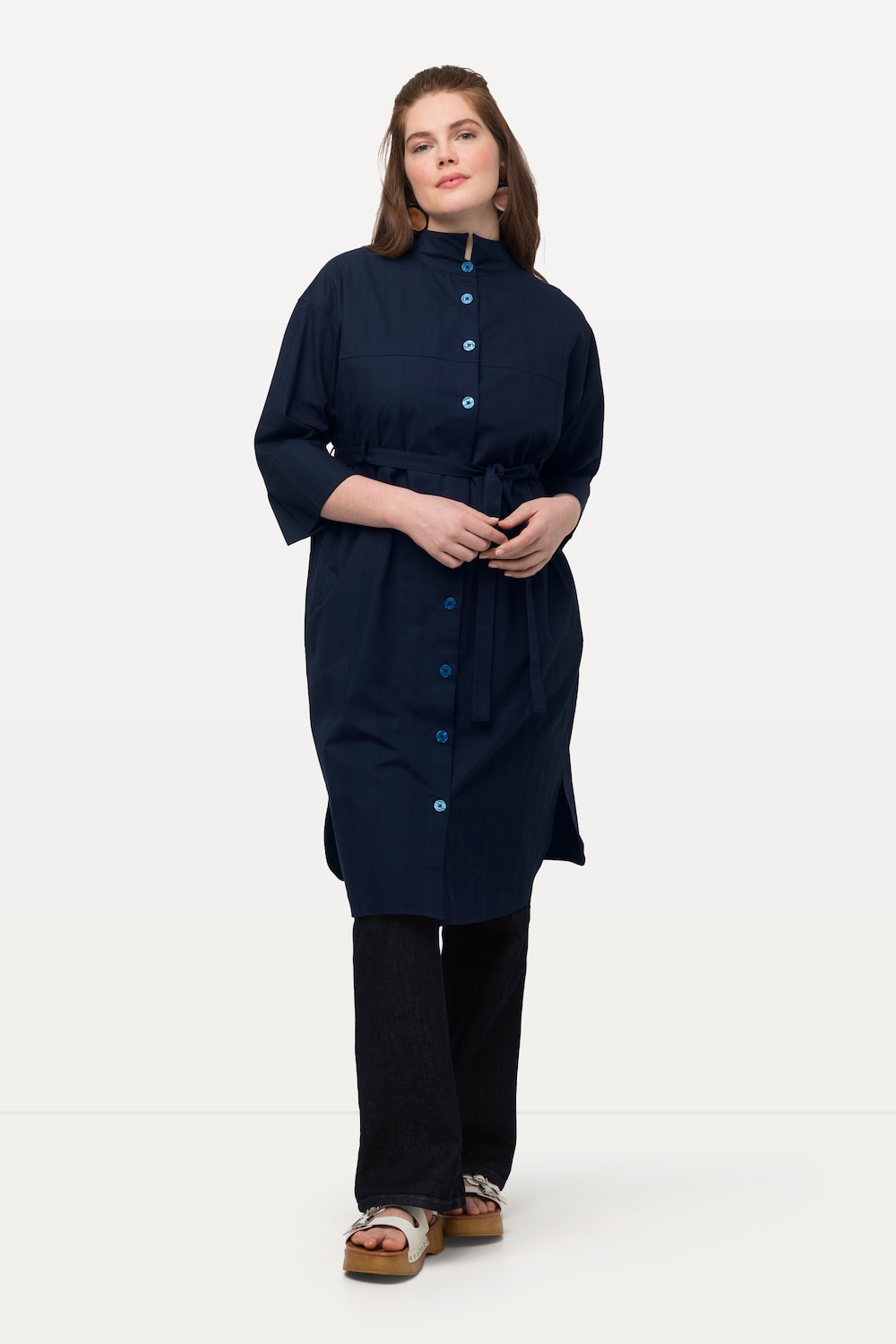 Große Größen Longjacke, Damen, blau, Größe: 58/60, Baumwolle, Ulla Popken