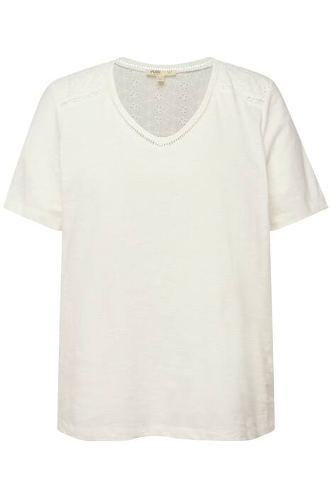 Tričko, krajka, výstřih do V, krátké rukávy, biobavlna