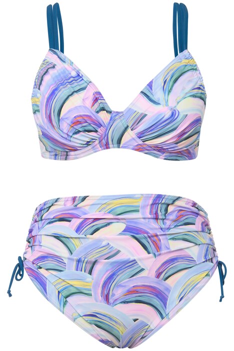 Bikiny, akvarelový vzor, kosticemi, bez měkkých košíčků, řasení