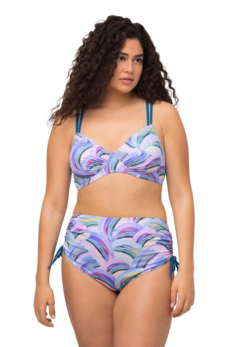 Bikiny, akvarelový vzor, kosticemi, bez měkkých košíčků, řasení
