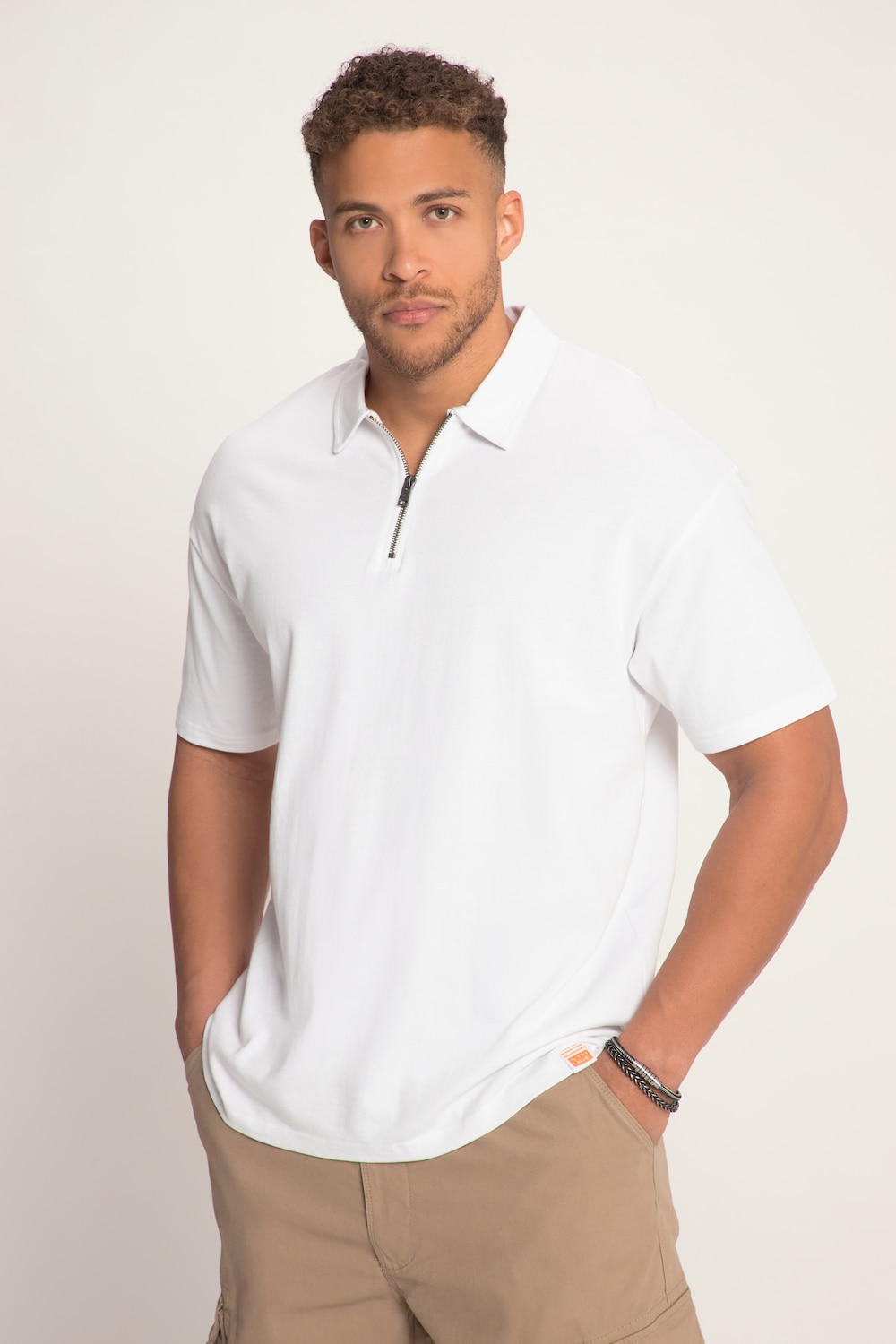 Große Größen STHUGE Poloshirt, Herren, weiß, Größe: XL, Baumwolle, STHUGE