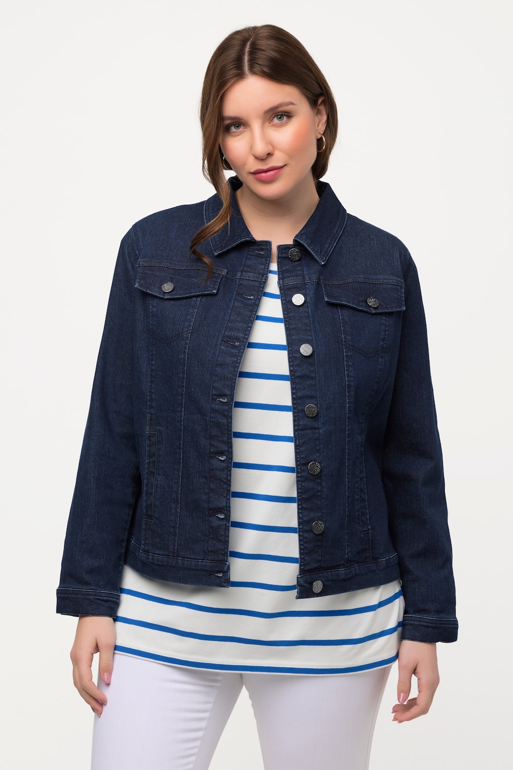 Große Größen Jeansjacke, Damen, blau, Größe: 42, Baumwolle/Polyester/Viskose, Ulla Popken