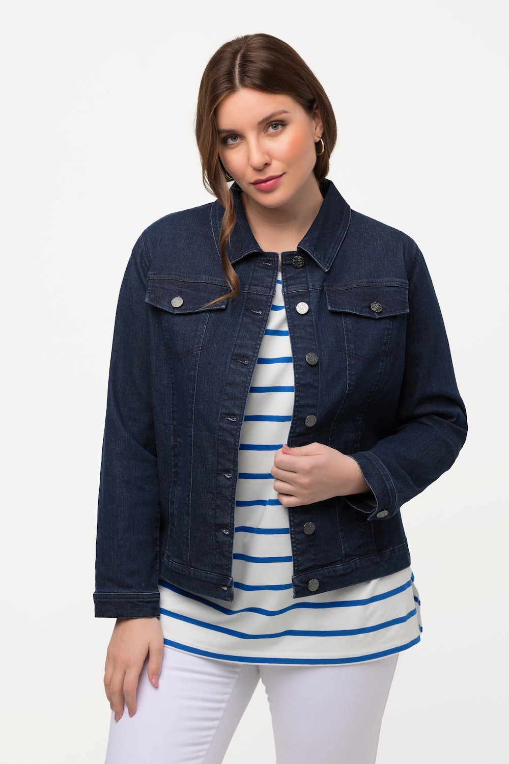 grandes tailles veste en jean, femmes, bleu, taille: 56, coton/polyester/viscose, ulla popken