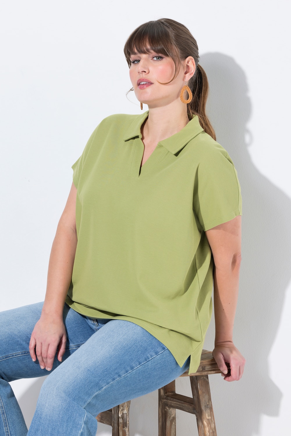 Große Größen Poloshirt, Damen, grün, Größe: 58/60, Baumwolle, Ulla Popken