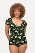 Maillot de bain, citrons, bonnets souples, manches bouffantes, boutons