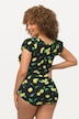 Maillot de bain, citrons, bonnets souples, manches bouffantes, boutons