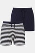 Schlafshorts, 2er-Pack, uni/Ringel, Elastikbund