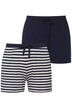 Pyžamové šortky, 2-balení, jednobarevné / s pruhy, elastický pas