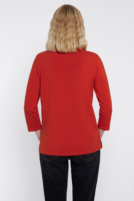 Shirt, Rundhals, Langarm, gerundeter Saum