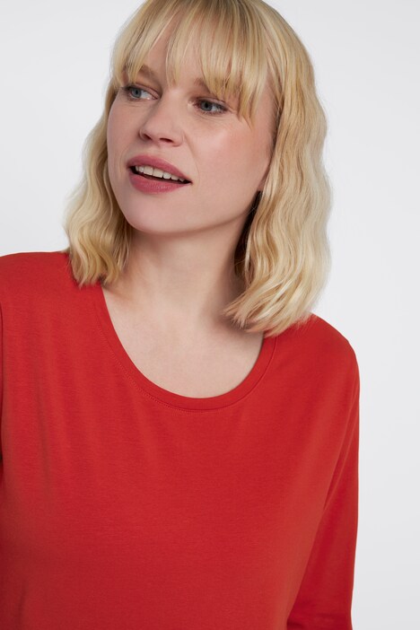 Shirt, Rundhals, Langarm, gerundeter Saum