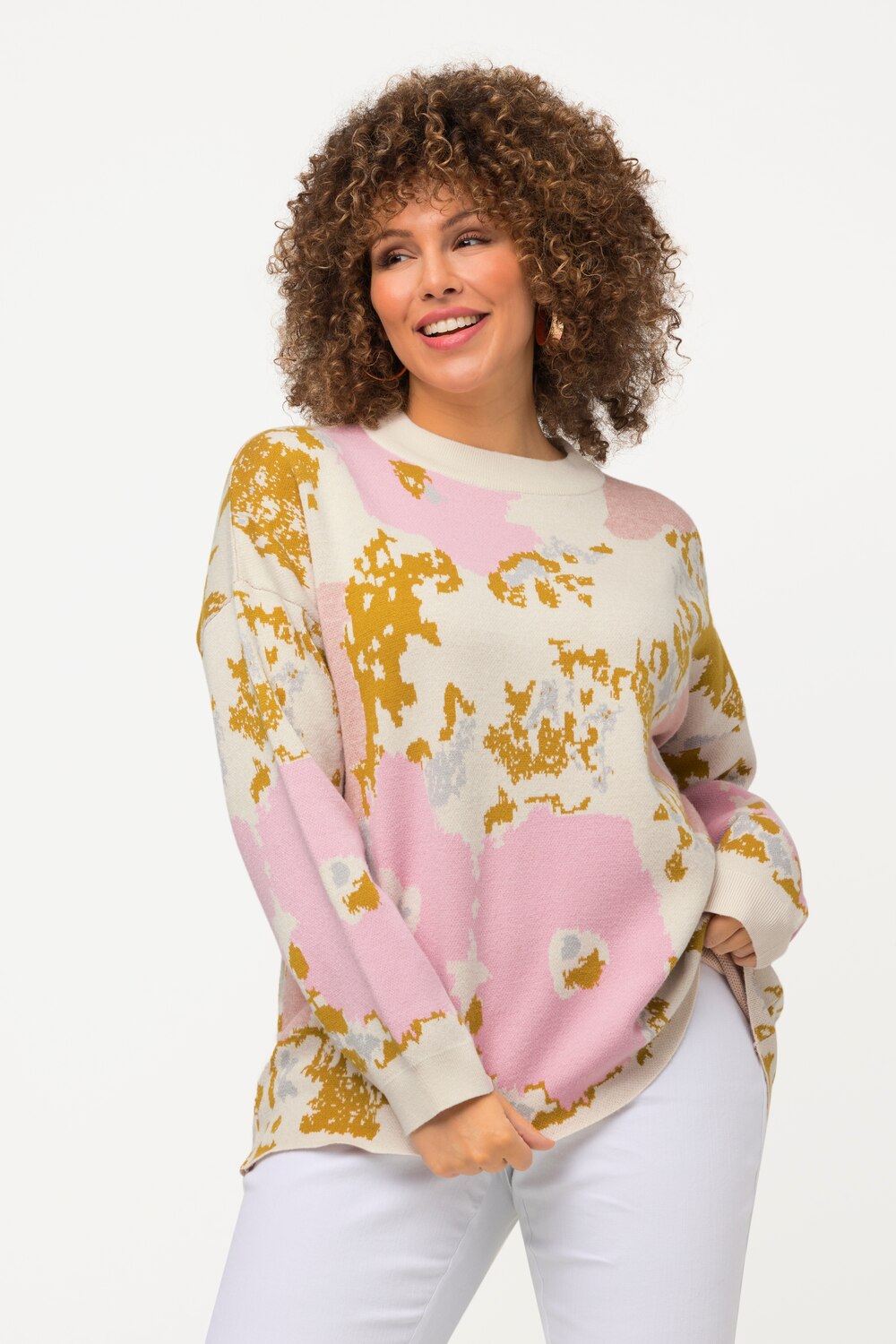 Grote Maten pullover, Dames, beige, Maat: 46/48, Viscose/Polyester/Synthetische vezels, Ulla Popken