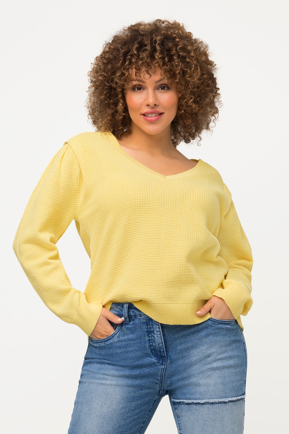 Große Größen Pullover, Damen, gelb, Größe: 58/60, Baumwolle, Ulla Popken