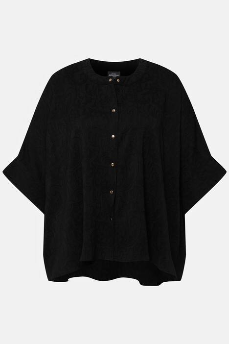 Jacquard Lace Button Front Blouse