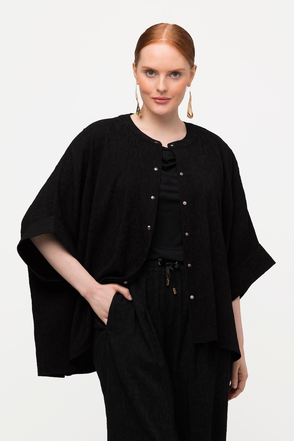 Grote Maten blouse, Dames, zwart, Maat: 54/56, Katoen/Synthetische vezels, Ulla Popken