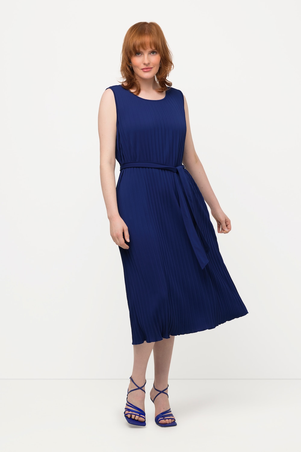 Grote Maten plisséjurk, Dames, blauw, Maat: 58/60, Polyester, Ulla Popken