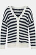 Strickjacke, Ringel, Oversized, V-Ausschnitt, Fancystrick
