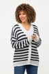 Strickjacke, Ringel, Oversized, V-Ausschnitt, Fancystrick