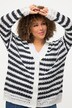 Strickjacke, Ringel, Oversized, V-Ausschnitt, Fancystrick