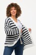 Strickjacke, Ringel, Oversized, V-Ausschnitt, Fancystrick