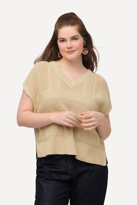 Eco Cotton Oversized Openwork Sweater Vest | Ponchos