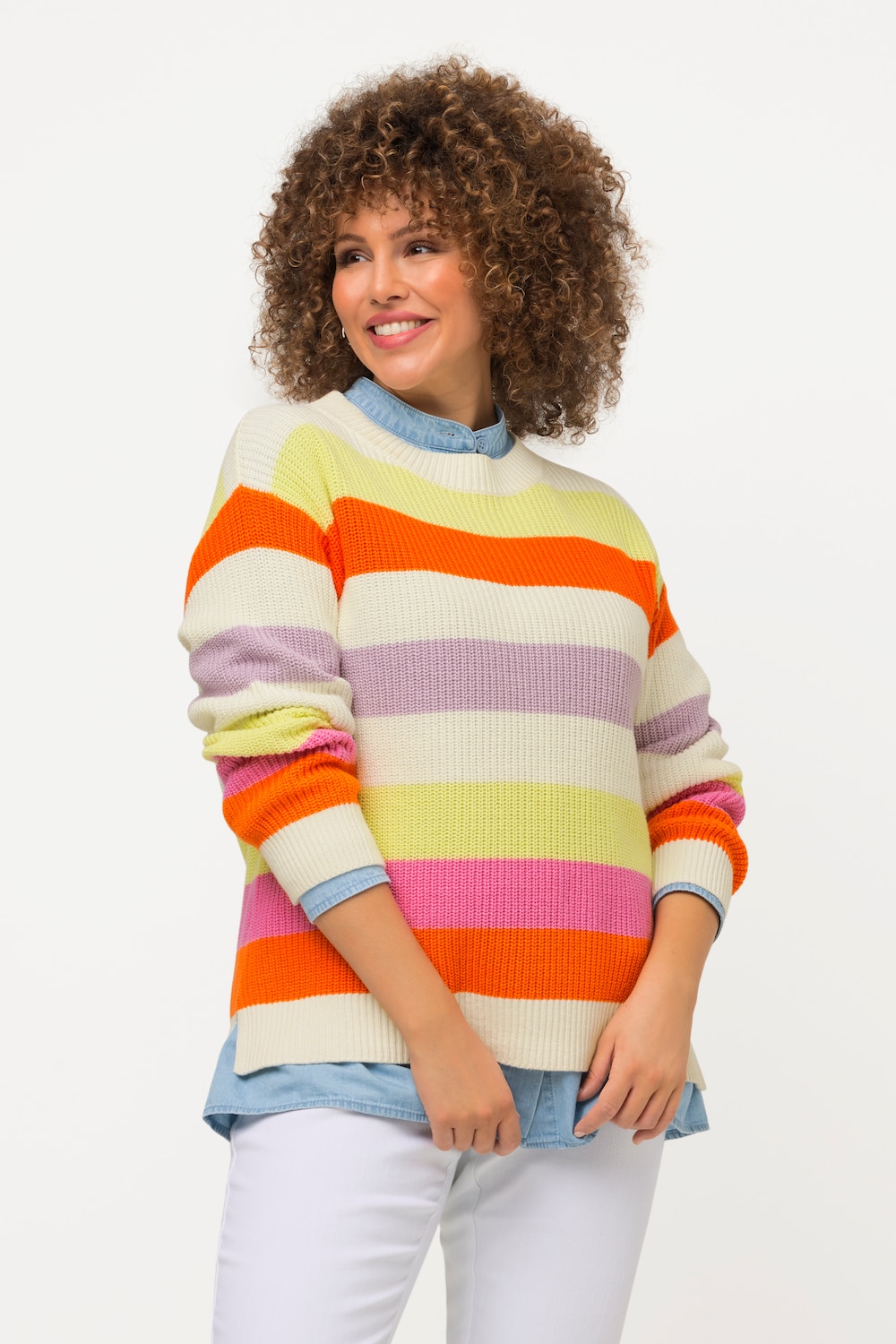 grandes tailles pull, femmes, blanc, taille: 56/58, coton/fibres synthétiques, ulla popken