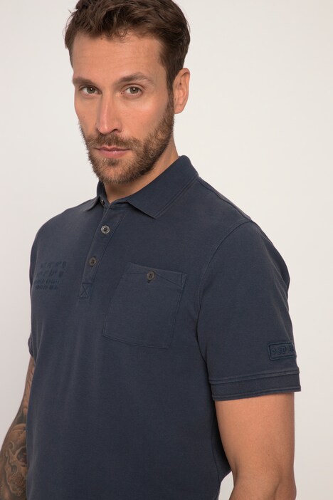 Polo, ajuste bajo el abdomen, piqué, lavado ácido, media manga, hasta la talla 8 XL