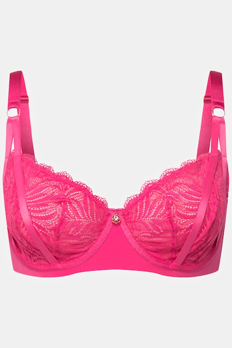 Mesh and Scalloped Lace Bralette - Candy pink