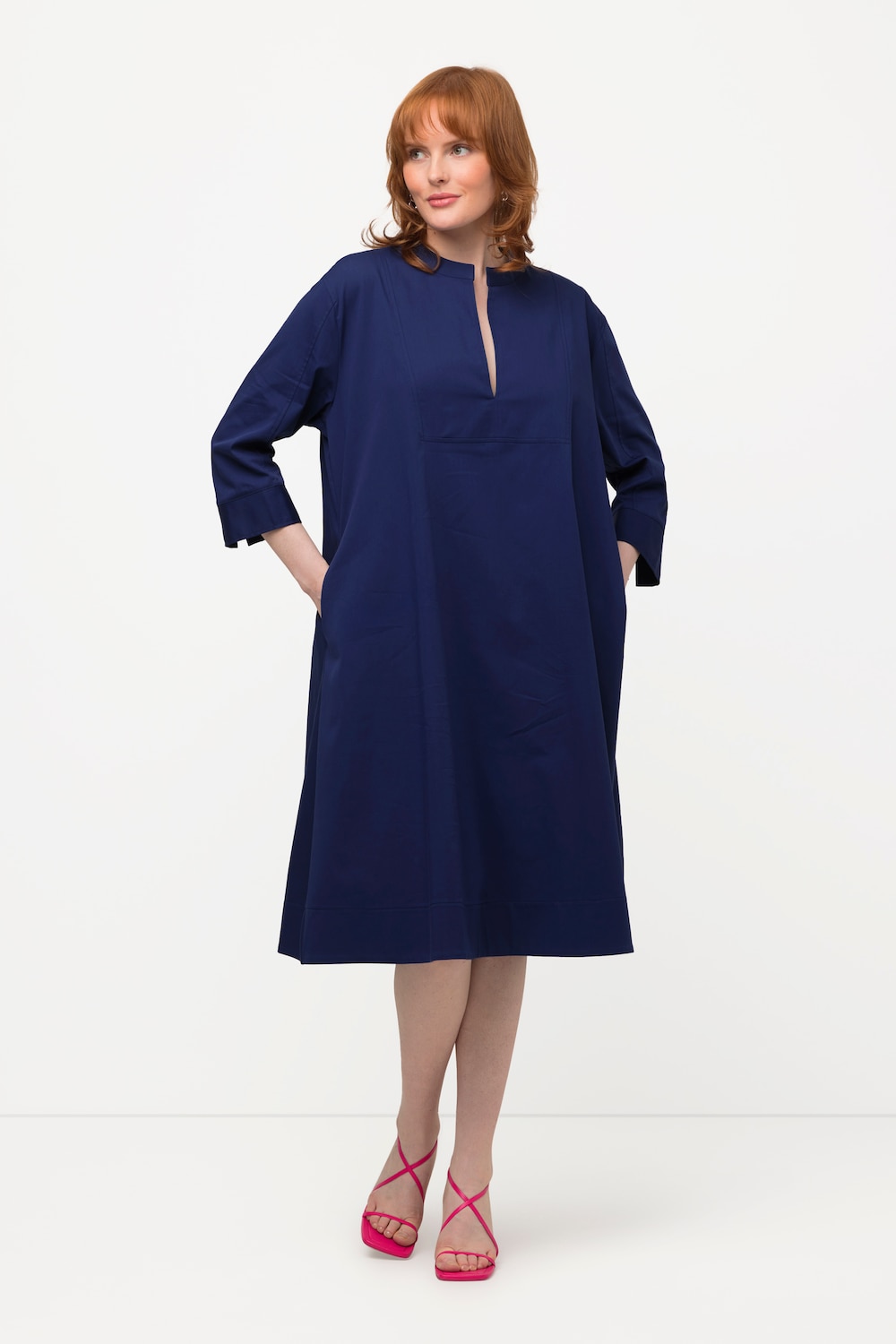 Grote Maten jurk, Dames, blauw, Maat: 50/52, Katoen/Polyester, Ulla Popken