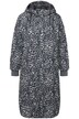 Prošívaný kabát, rovný střih, leopardí potisk, kapuce, dlouhé rukávy
