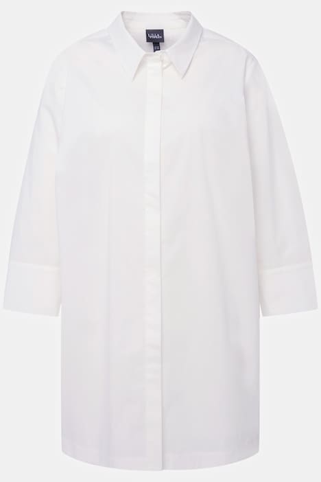 Button Down Collared Tunic Shirt | Long Blouses | Blouses