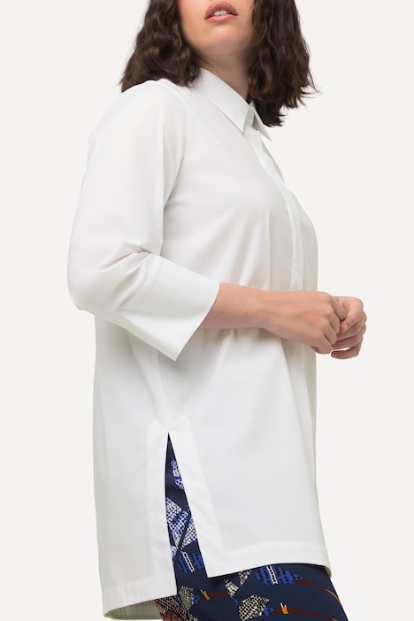 Button Down Collared Tunic Shirt | Long Blouses | Blouses