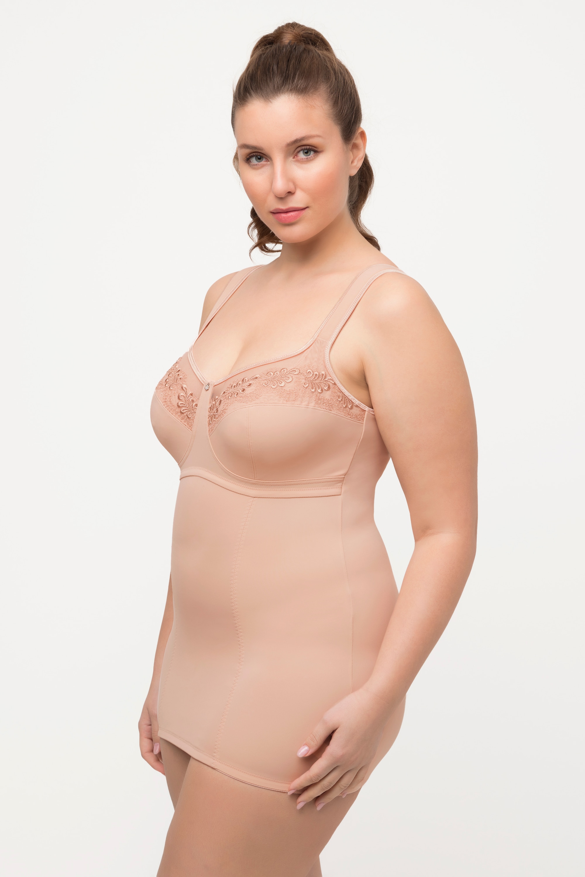 Ulla Popken Damen große Größen Shaping Top Stickerei Powermesh