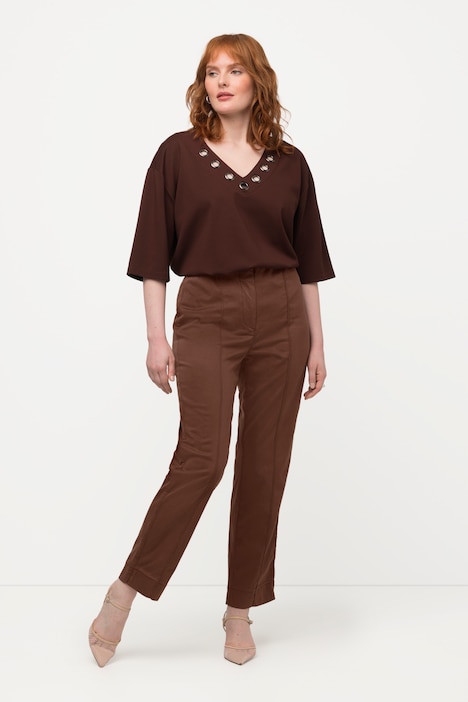 Pintucked Belted Slim Pants in Stretch Linen Blend