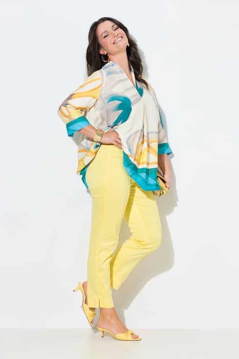 Hose, schmales Bein, Elastikbund, Biesen, Schlitze