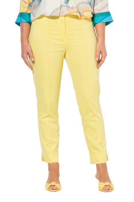 Kalhoty, plisování, úzké nohavice, elastický pas, rozparky