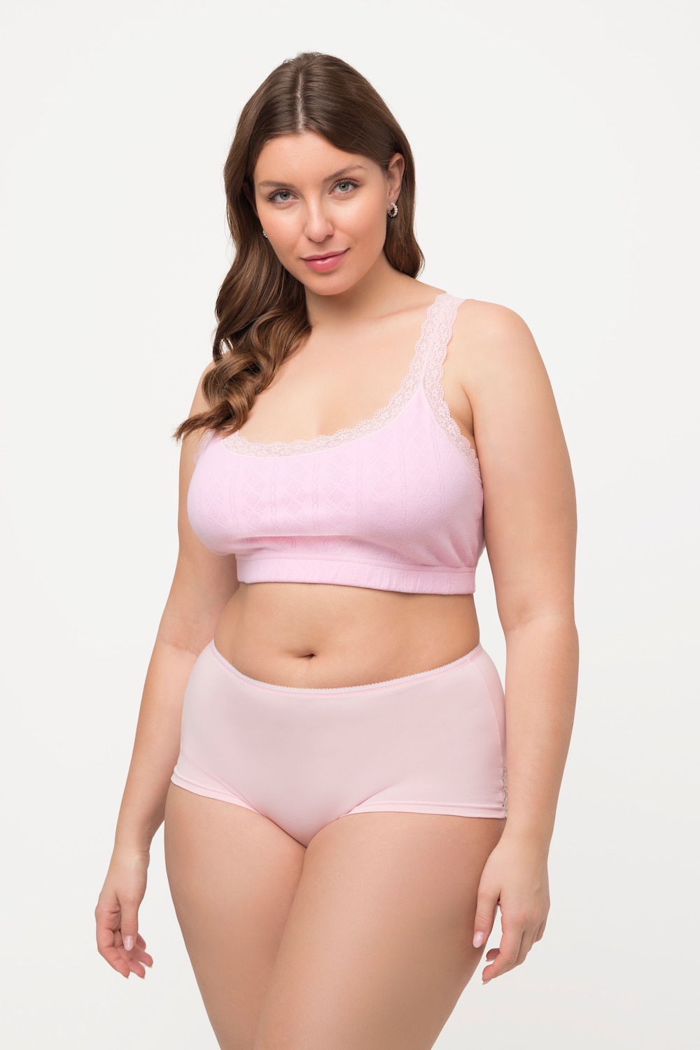 Pointelle Crop Top With Scalloped Trim