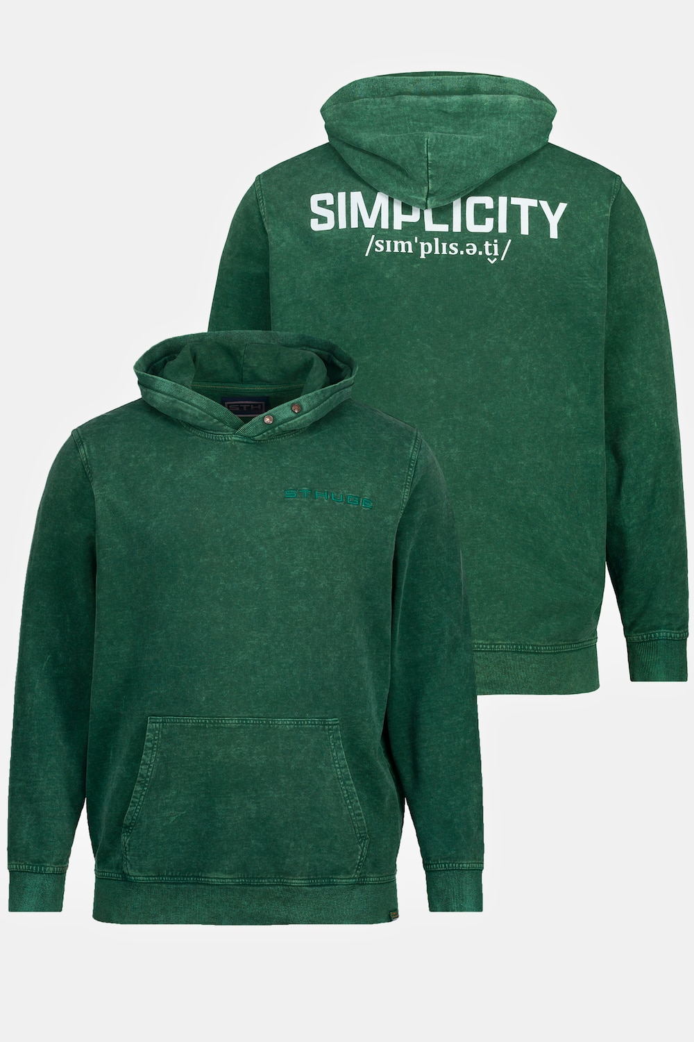 STHUGE Hoodie, Vintage Look, Kapuze, Rückenprint, bis 8 XL