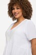 Bluse, Boxy Fit, V-Ausschnitt mit Spitzenband, Halbarm