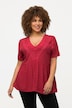 Bluse, Boxy Fit, V-Ausschnitt mit Spitzenband, Halbarm