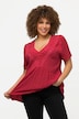 Bluse, Boxy Fit, V-Ausschnitt mit Spitzenband, Halbarm