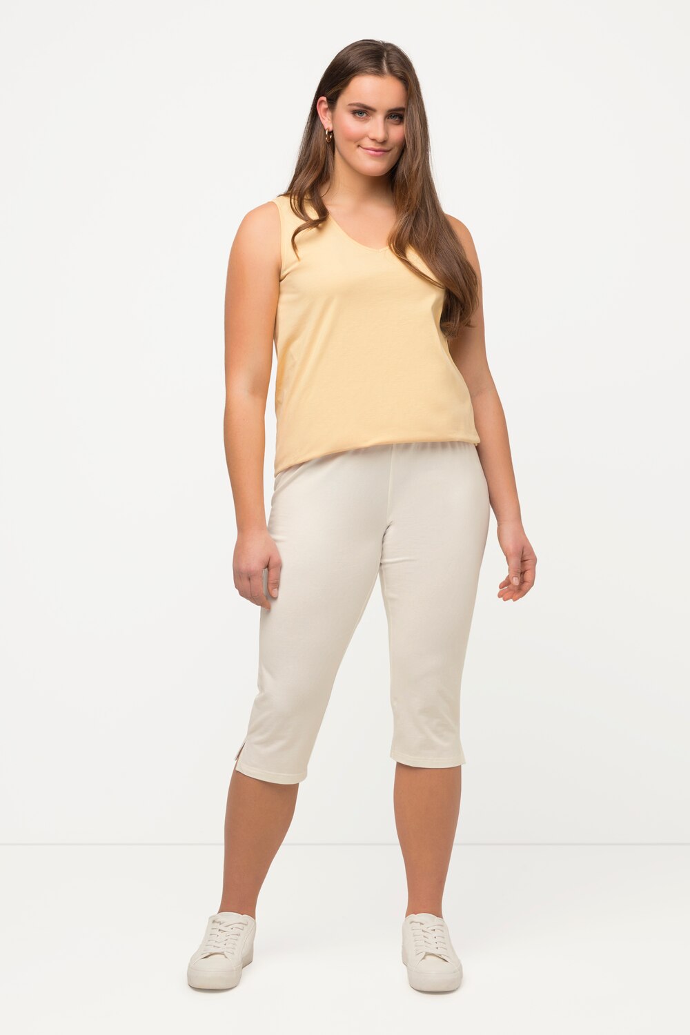 Große Größen Capri-Leggings, Damen, beige, Größe: 54/56, Baumwolle, Ulla Popken