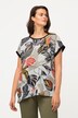 Bluzeczka, liście, oversizowy krój, okrągły dekolt, krótkie rękawy